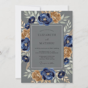 Invitación Boda Formal de Invierno en Azul Marino