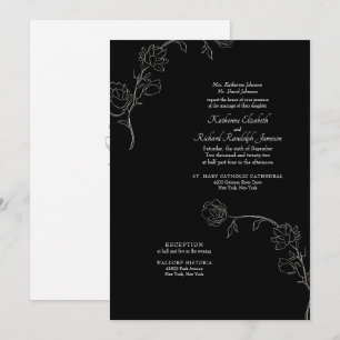 Invitación Boda Formal de Jasmine Contorno Negro