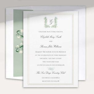 Invitación Boda formal de la caligrafía Escudo de Lily Valley