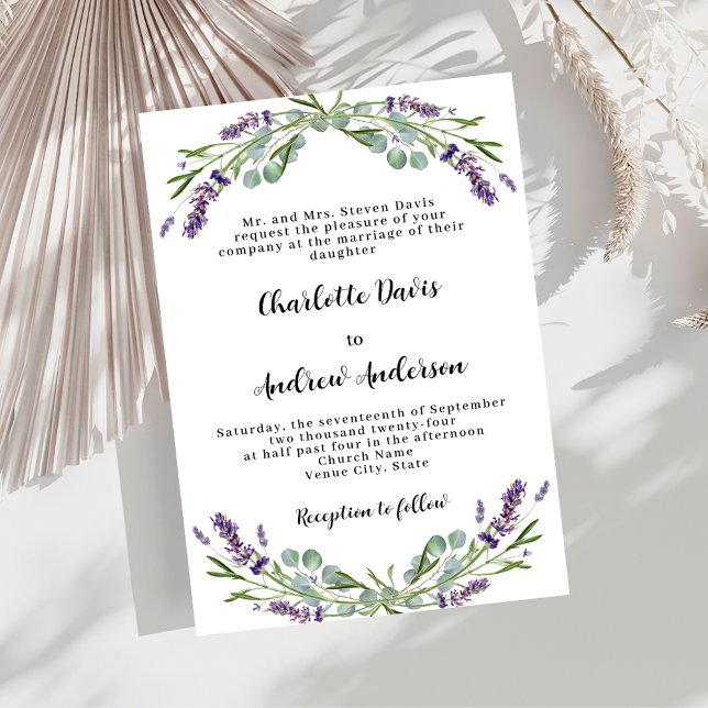Invitación Boda formal de la naturaleza violeta de Lavender (Subido por el creador)