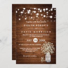 Invitación Boda formal de las luces de aliento rusticas del b