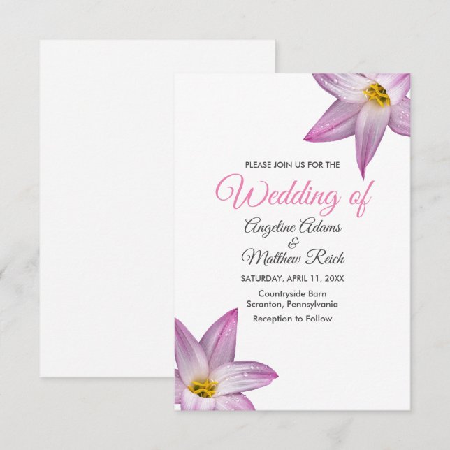 Invitación Boda formal de madera de flores de azulejo románti (Anverso / Reverso)