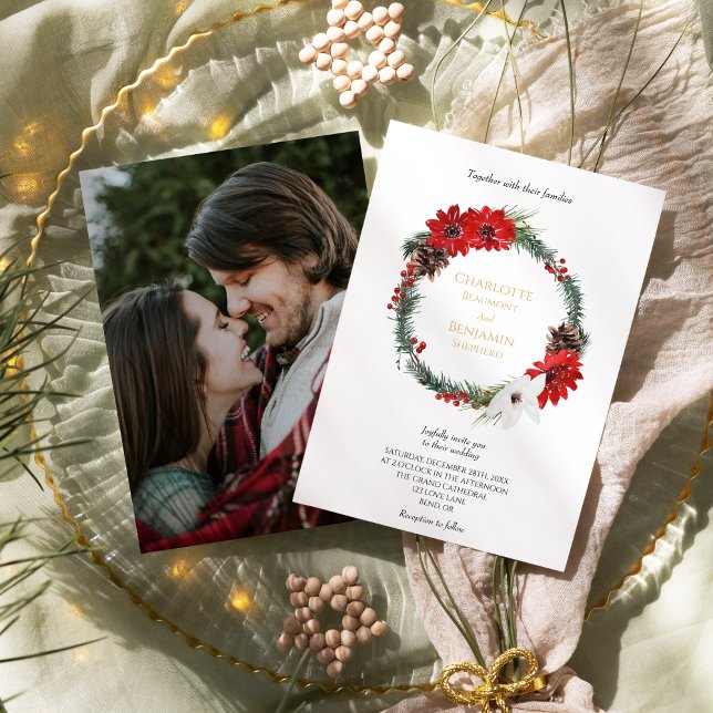 Invitación Boda Formal de Navidad Clásica Simple Foto (Subido por el creador)