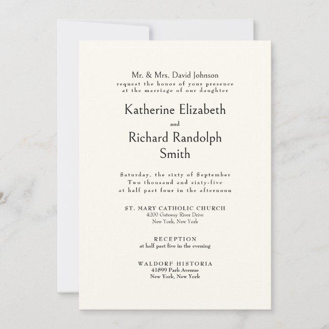 Invitación Boda formal de novias (Anverso)