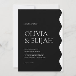 Invitación Boda formal de onda moderna en blanco y negro