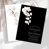 Boda formal de orquídeas blancas y negras