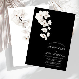 Invitación Boda formal de orquídeas blancas y negras