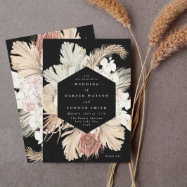 Invitación Boda formal de primavera de Black Premium Pampas
