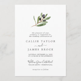 Invitación Boda formal de rama de oliva moderna