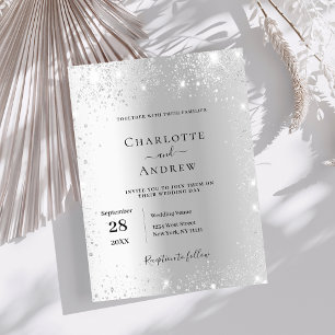 Invitación Boda formal de Silver purpurina