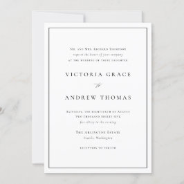 Invitación Boda formal de tipografía simple en blanco y negro