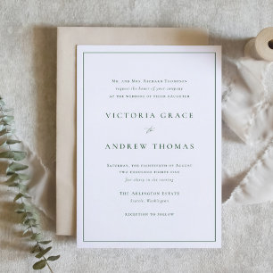 Invitación Boda formal de tipografía simple verde esmeralda