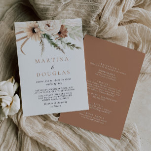 Invitación Boda formal del Boho Rústico Simple Back & Front