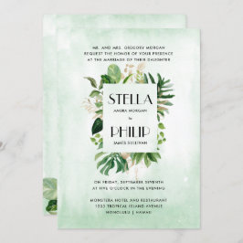 Invitación Boda formal del follaje tropical de monstera silve
