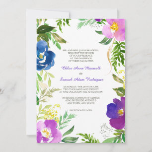 Invitación Boda formal del Jardín Violeta Azul
