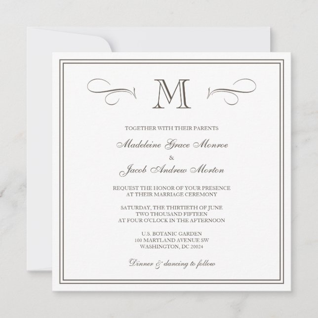 Invitación Boda formal del monograma (Anverso)