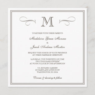 Invitación Boda formal del monograma