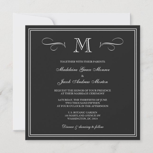 Invitación Boda formal del monograma (Anverso)