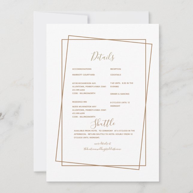 Invitación Boda formal detalle de oro Texto de oro (Anverso)