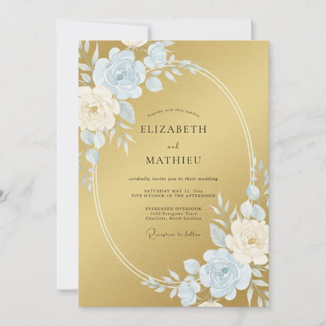 Invitación Boda Formal Dorada Brillante (Anverso)