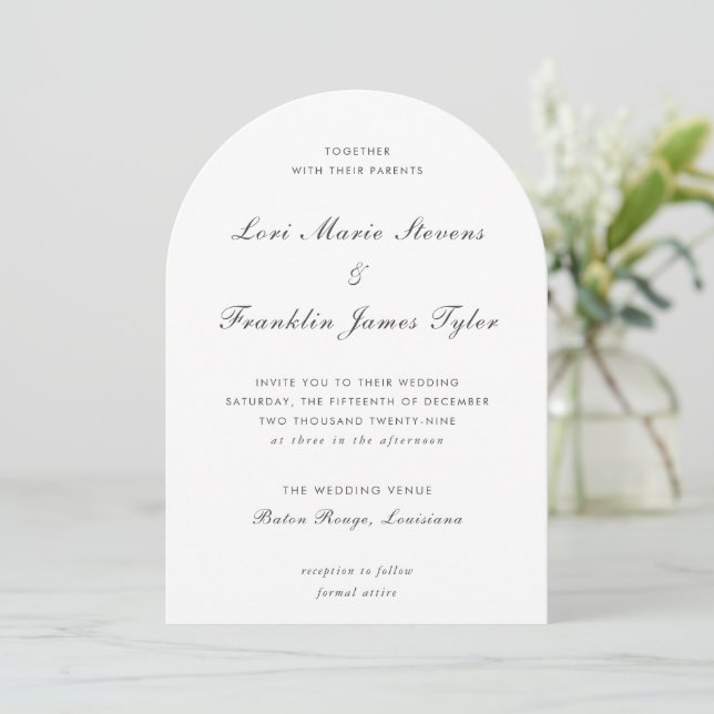 Invitación Boda Formal Elegante (Anverso de pie)