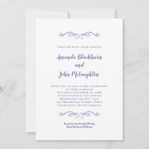 Invitación Boda Formal Elegante Azul Violeta
