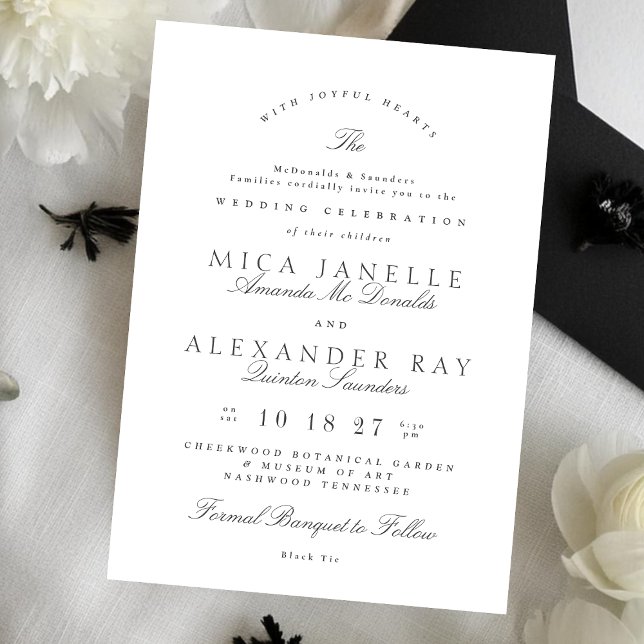 Invitación Boda formal elegante caligrafía gris oscuro caligr (Subido por el creador)