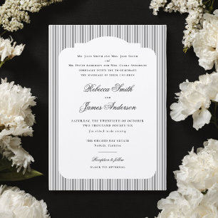 Invitación Boda Formal Elegante Clásica con Rayas Negras