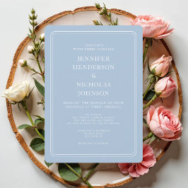 Invitación Boda Formal Elegante de Azul Polvo