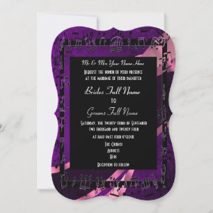 Invitación Boda formal elegante de damasco morado