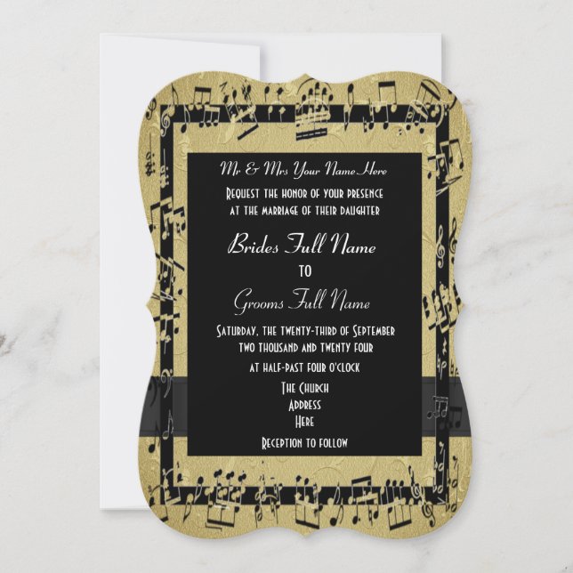 Invitación boda formal elegante de moda dorada (Anverso)