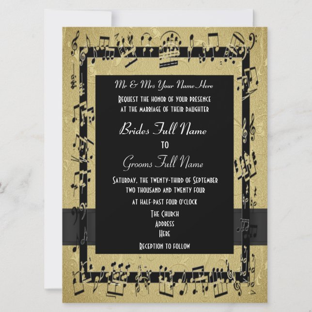 Invitación boda formal elegante de moda dorada (Anverso)