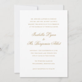 Invitación Boda formal elegante de oro tradicional