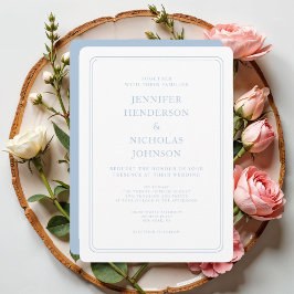 Invitación Boda Formal Elegante de Polvo Azul