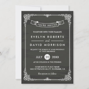 Invitación Boda formal elegante del marco de la pizarra de co