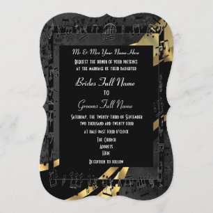 Invitación Boda formal elegante del oro negro elegante