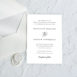 Invitación Boda Formal Elegante en Negro y Blanco