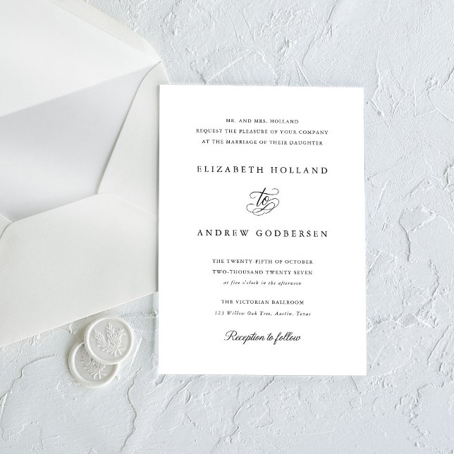 Invitación Boda Formal Elegante en Negro y Blanco (Subido por el creador)