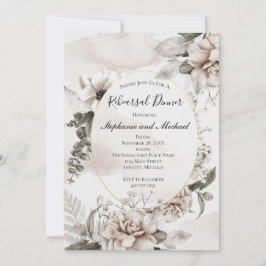 Invitación Boda Formal Elegante Floral Botánica Gris Rosa 