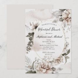 Invitación Boda Formal Elegante Floral Botánica Gris Rosa 