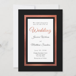 Invitación Boda Formal Elegante Negra y Cobre Moderna