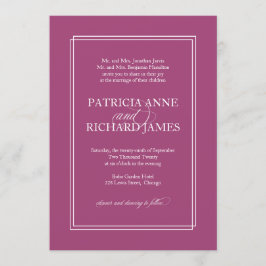 Invitación Boda Formal Elegante Sencilla de Cassis Rosa