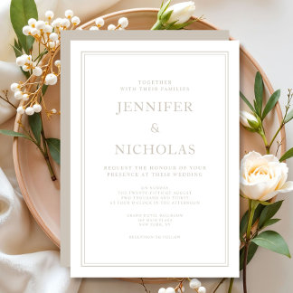 Invitación Boda Formal Elegante Taupe