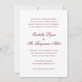 Invitación Boda formal elegante tradicional de Borgoña