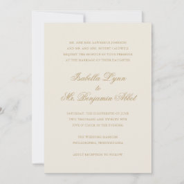 Invitación Boda formal elegante tradicional de marfil