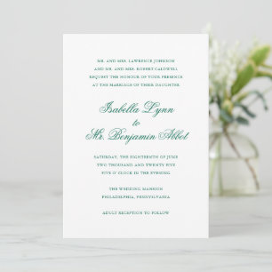 Invitación Boda formal elegante tradicional verde esmeralda