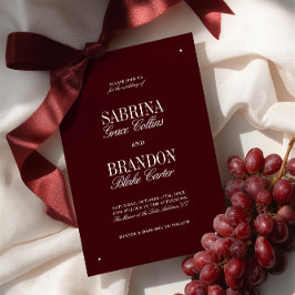 Invitación Boda formal elegante y moderno de Borgoña y Marfil
