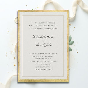 Invitación Boda Formal Elevada Clásica Moderna en Ecru Dorado