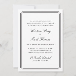 Invitación Boda formal en blanco y negro
