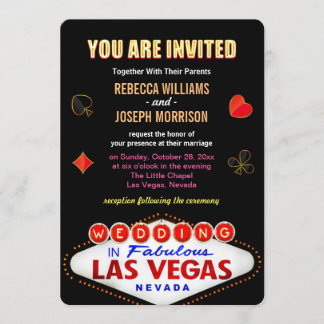 Invitación Boda formal en Fabulous Las Vegas Rótulo Poker